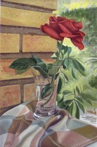 Rosa en jardín