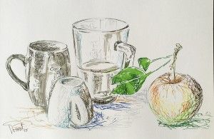 Tazas con manzana